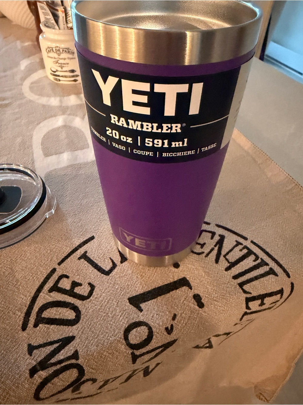 Yeti Rambler 20 oz Tumbler in Purple with Stainless Accents
